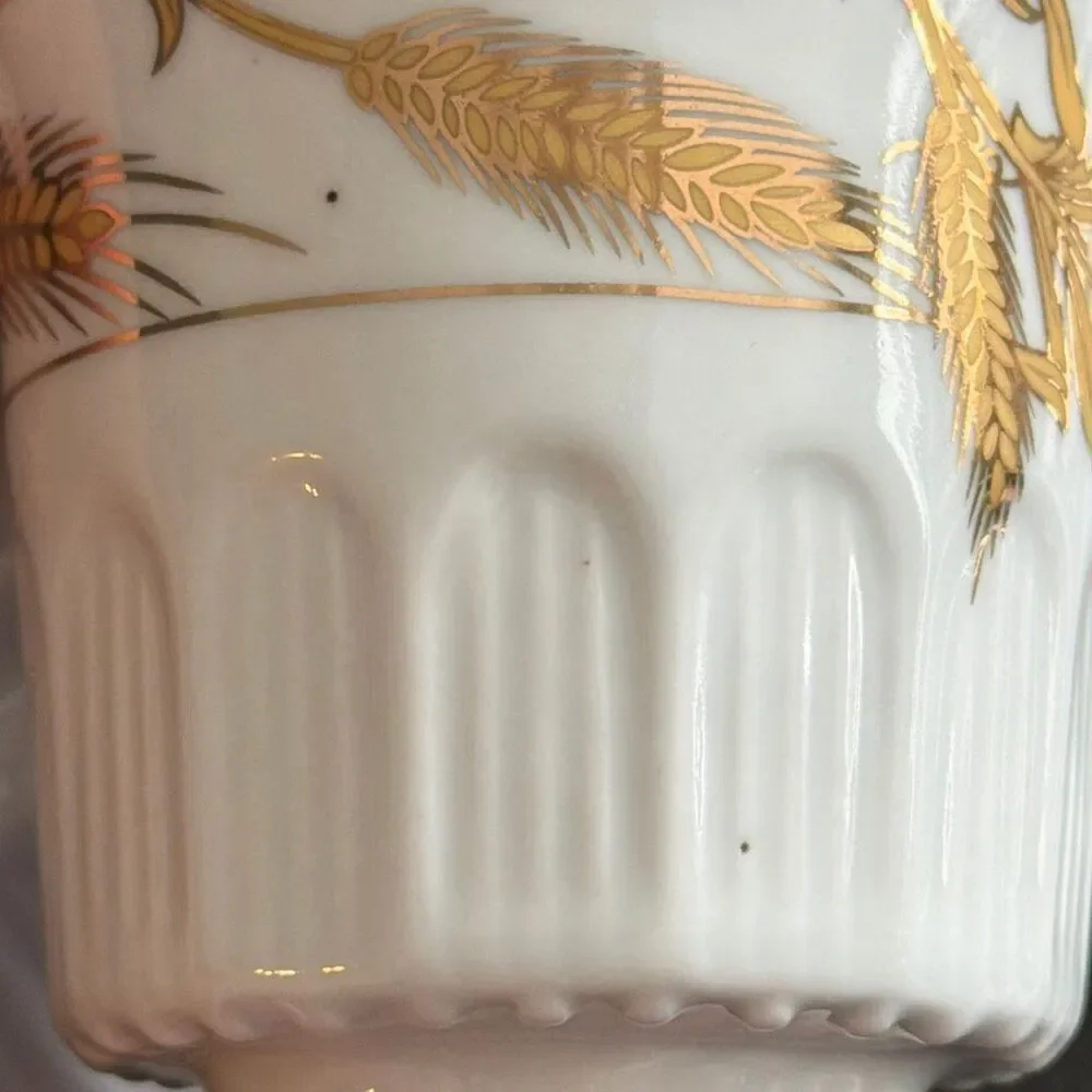 Set of 2 Euro Idea Porcelain Tea Cup Coffee Mug Gold Trim Grain 3” (6884)